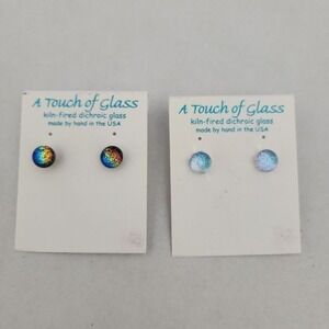 A Touch‎ Of Glass Earrings Womens Size Stud Multicolor Handmade Kilnfired Glass